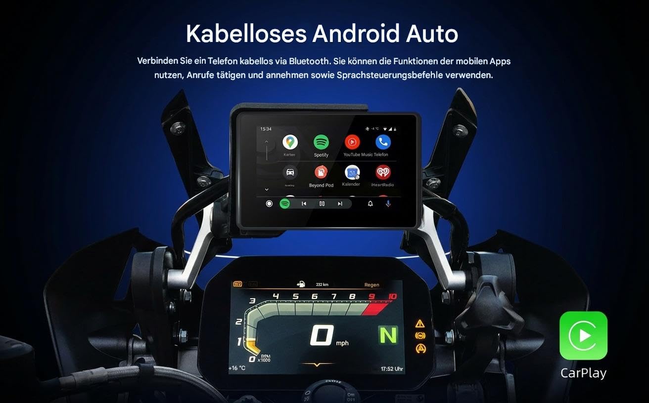 M3A 5.0 pulgadas Display Moto Inalámbrico CarPlay & Android Auto Plug & Play para Navegador Original, Pantalla Táctil HD IPS, IP67, BT 5.0, para R1250GS R1200GS F900GS F850GS S1000XR