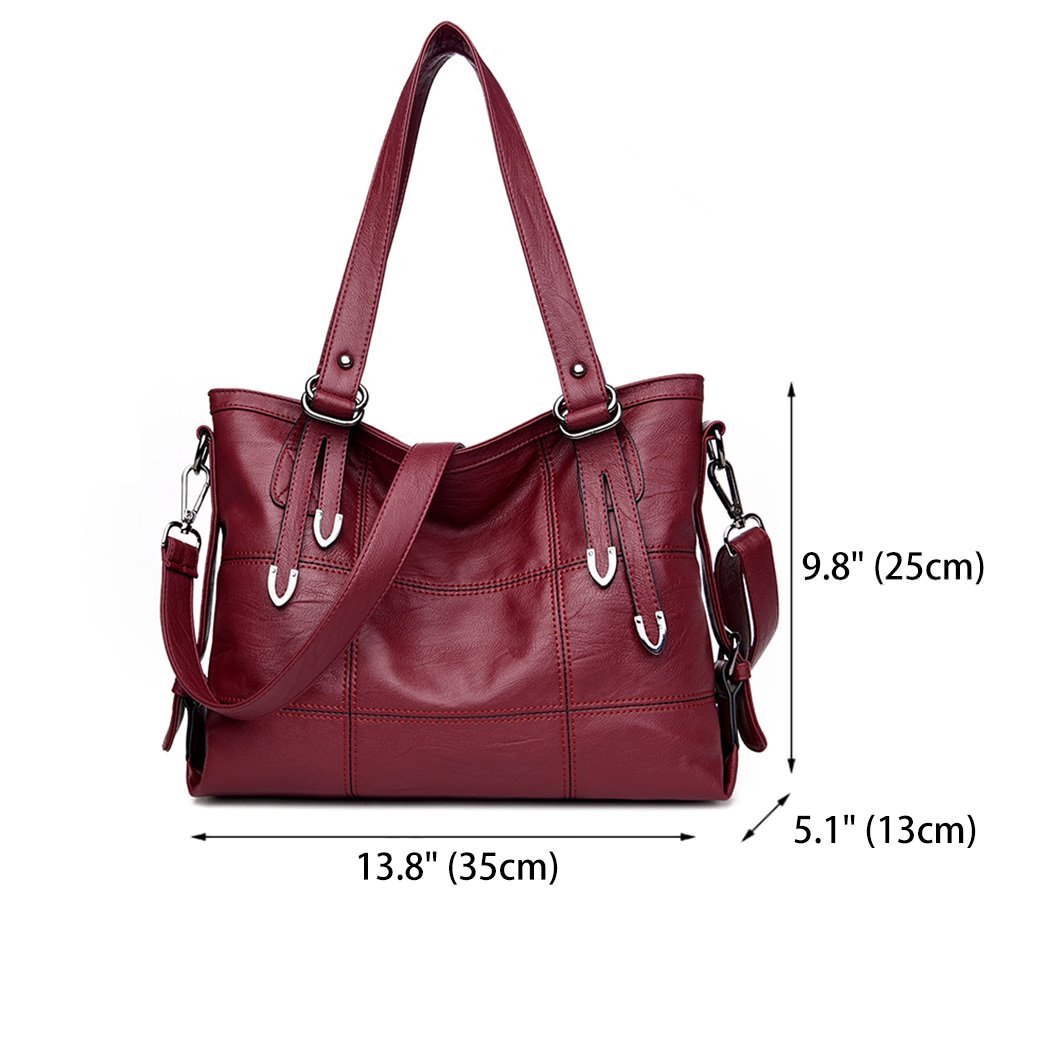 DEERWORD Mujer Bolsos de Mano Casual Bandolera Marca Mediano Totes Antirrobo Hombro Italianos PU Cuero 5369 1 piezas Burdeos