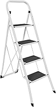 Home Vida B00QTJ9D4A.VC.UK Step Ladder, Heavy Duty Steel, Folding, with Anti-Slip Mat Vida Designs-Escabeau à 4 marches en Acier Robuste-Pliable-Portable-avec Tapis antidérapant