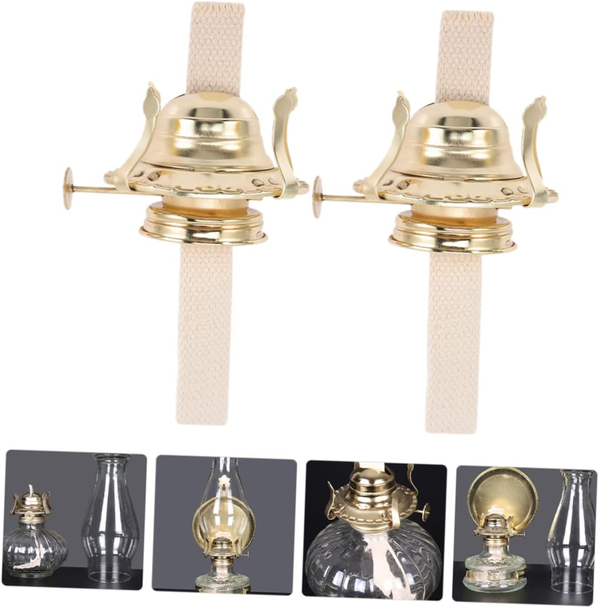 2pcs Retro Oil Lamp Wick Holder Wick Style – Kerosene Lamp Parts for Home and Outdoor Use Sturdy Metal Construction