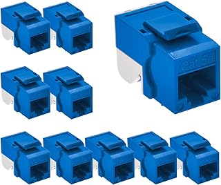 Beszin Cat.5E Tool Less Keystone Jack (10-Pack, Blue)