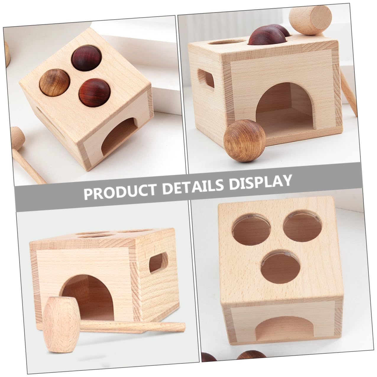 Mikinona Set Giocattolo Educativo in Legno Palline e Martello, Giocattolo per Coordinazione Occhio-Mano e Sviluppo Motorio, attività Didattica Montessori per Piccoli