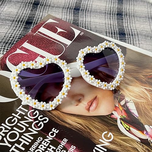 Kids Heart Shaped Valentines Day Cute Flower Sunglasses for Toddler Girls Age 3-10 Outdoor Beach Eyewear UV4002