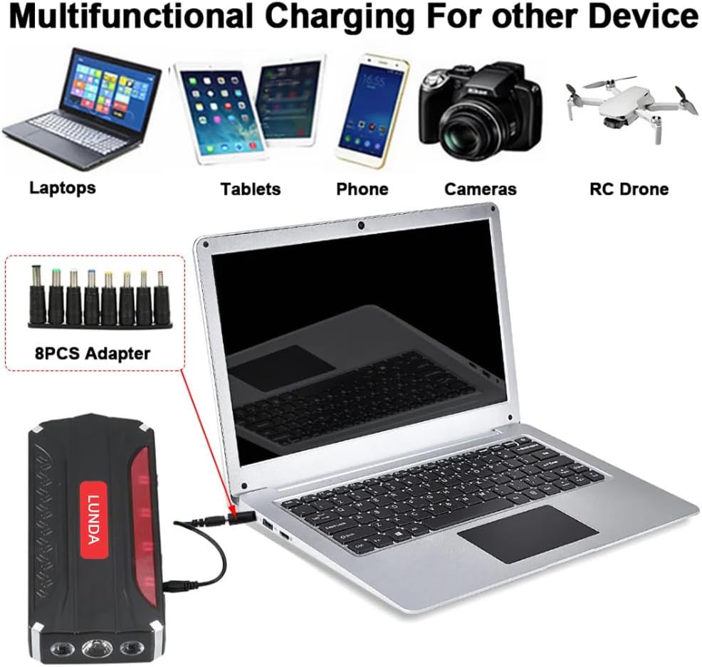 LUNDA 12000mAh Car Jump Starter Power Bank Portable Car Battery Booster Charger Starting Device Petrol Diesel Car Starter