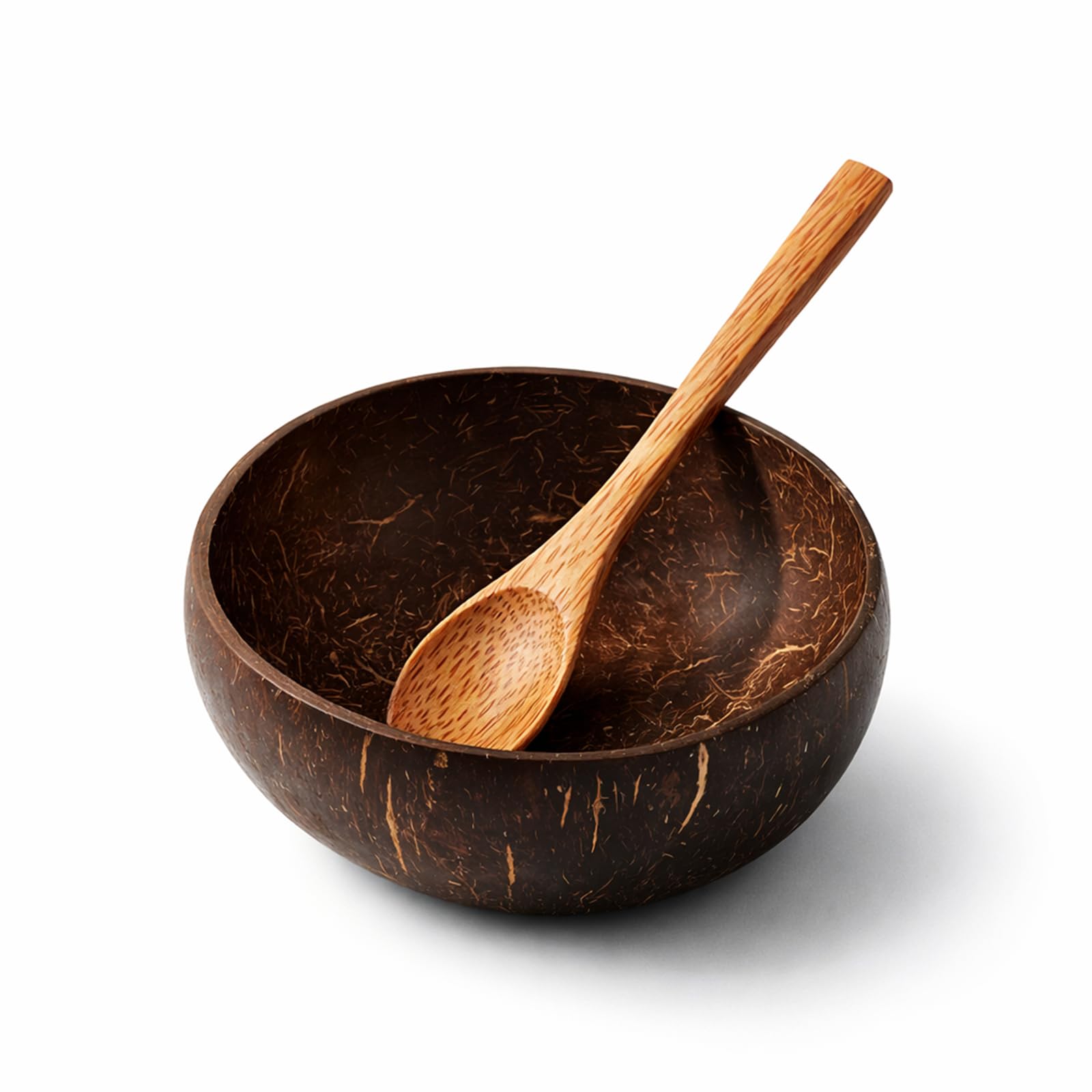 GYTFOG Coconut Bowl with Wooden Spoon Set, Polished Coconut Bowls, Handcrafted Coconut Shell and Wooden Bowls for Outdoor Dining, Smoothie, Fruit or Buddha Bowls, Kitchen Storage