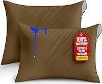 Vista 36 de Utopia Bedding Protector de almohada impermeable, con cremallera, paquete de 2, beige, estándar, funda de almohada a prueba de chinches, de 20 x 26