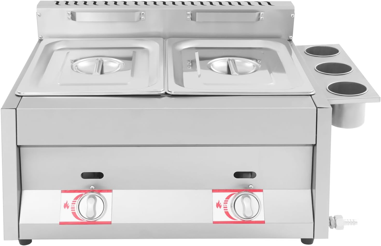 Commercial Gas Deep Fryer 12L Countertop Gas Fryer Dual Tank Stainless Steel Frying Machine with Removable Side Holder & 2 Filter Baskets for Kitchen, Restaurant, Fast Food Stall