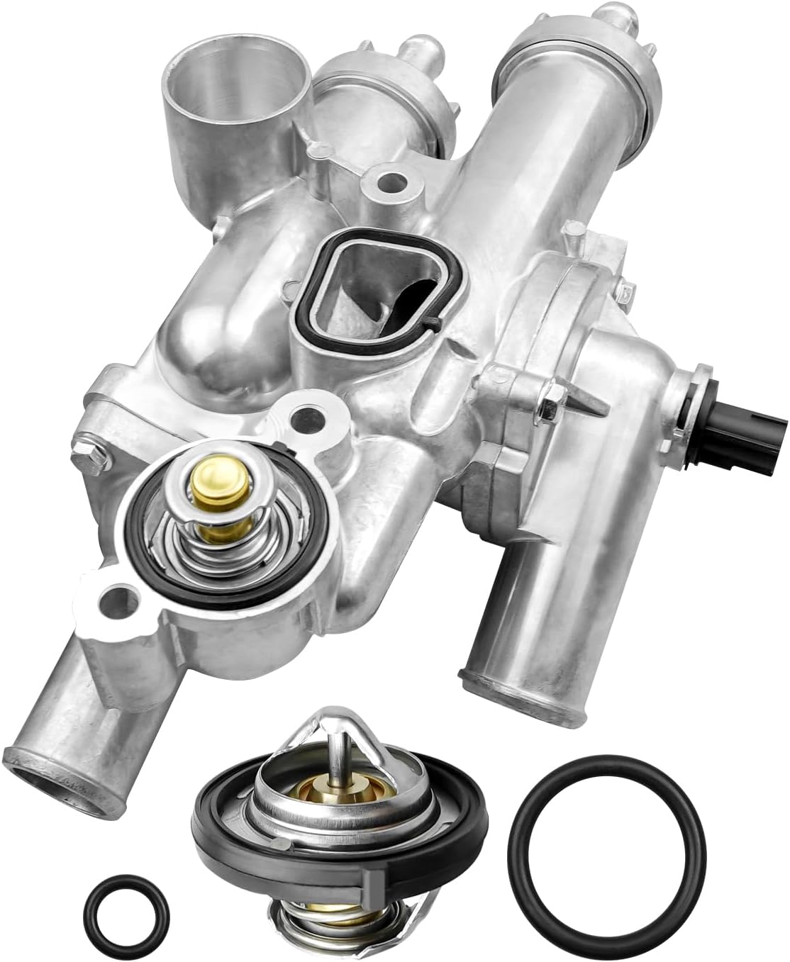 Upgraded Aluminium Engine Coolant Thermostat Housing Replace 68003582AB 4884571AB 902-319,Thermostat Housing Assembly W/Sensor Fit for Chrysler Sebring 200 Dodge Caliber Jeep Compass Patriot 2007-2020