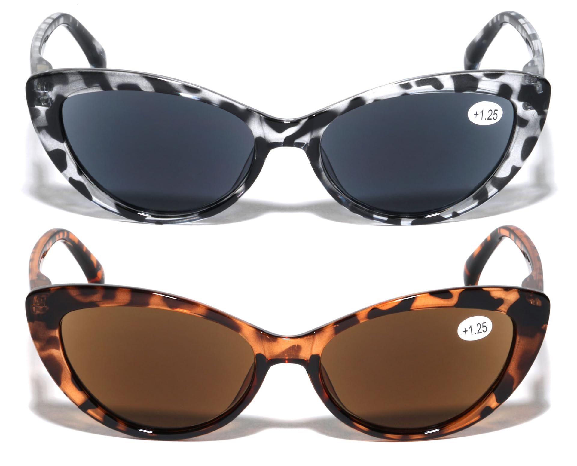 V.W.E. 2 Pairs Women Cateye Black Tortoise Reading Sunglasses - Outdoor Cat Eye Readers