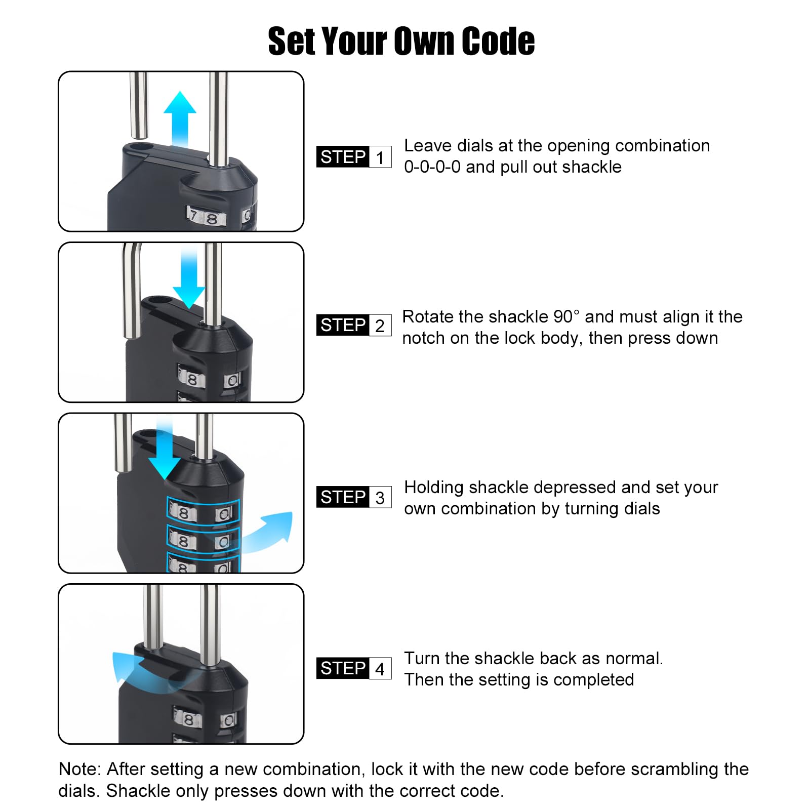 4-Digit Combination Lock, Heavy Duty Zinc Alloy Door & Gym Tool Box — Amazon image 3