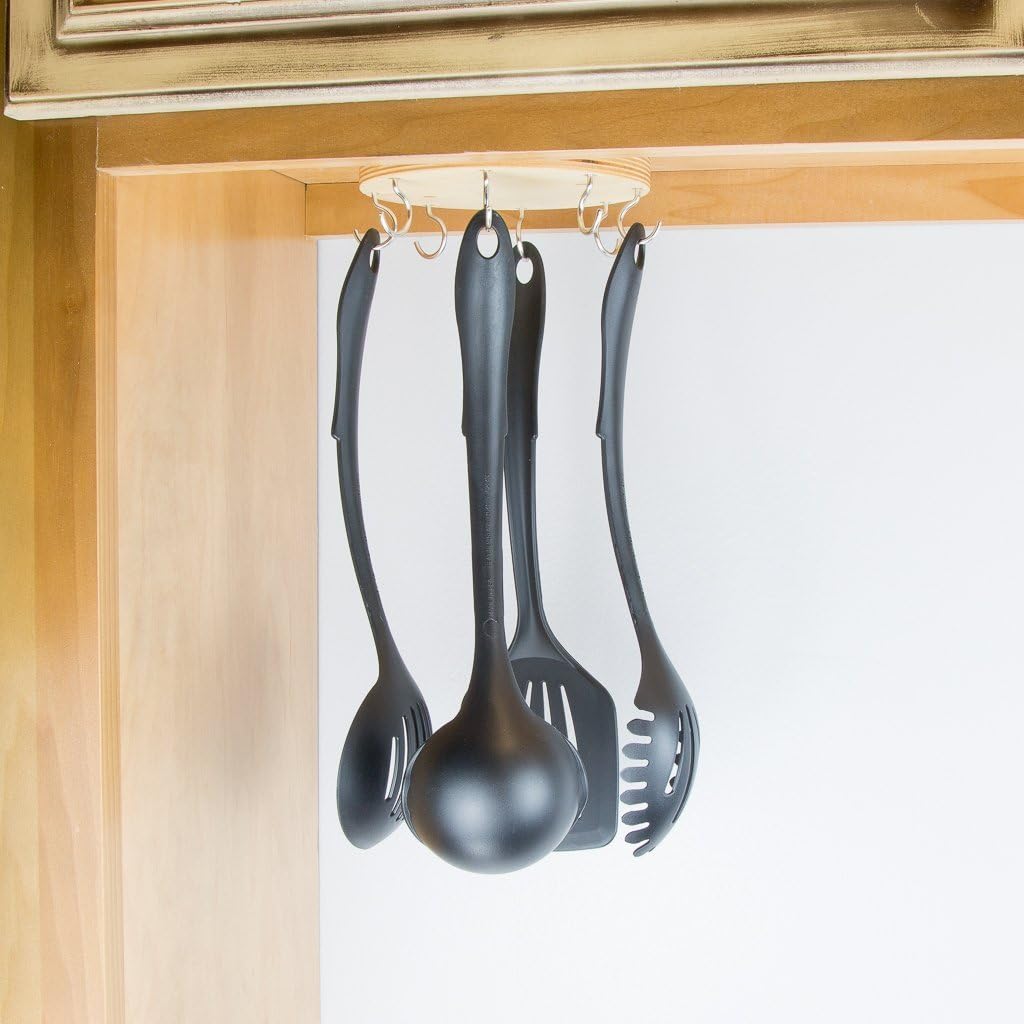 EZ Reach - Under Cabinet Utensil Holder (Baltic Birch Laminate - Stainless Hooks)