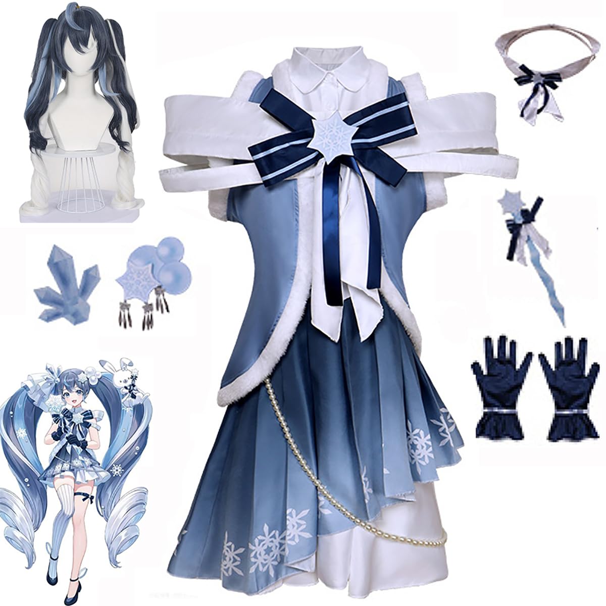 初音ミク 雪ミク コスプレ 衣装 ウィッグ セット Amazon.co.jp: [YYSMUPILE] 初音ミク 雪ミク 2024 コスプレ衣装 頭飾り