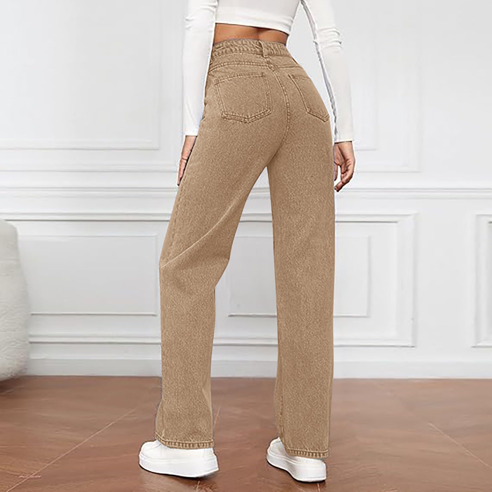 Jean Femme Large Jeans Femme Taille Haute Pantalon Coupe Droite Souple Chic