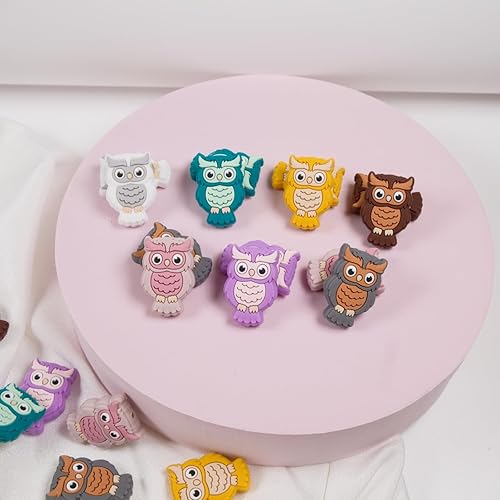 Miniatura 6 de 21 cuentas de silicona de animales con diseño de búho de dibujos animados, cuentas focales de silicona para hacer joyas, collares, pulseras,