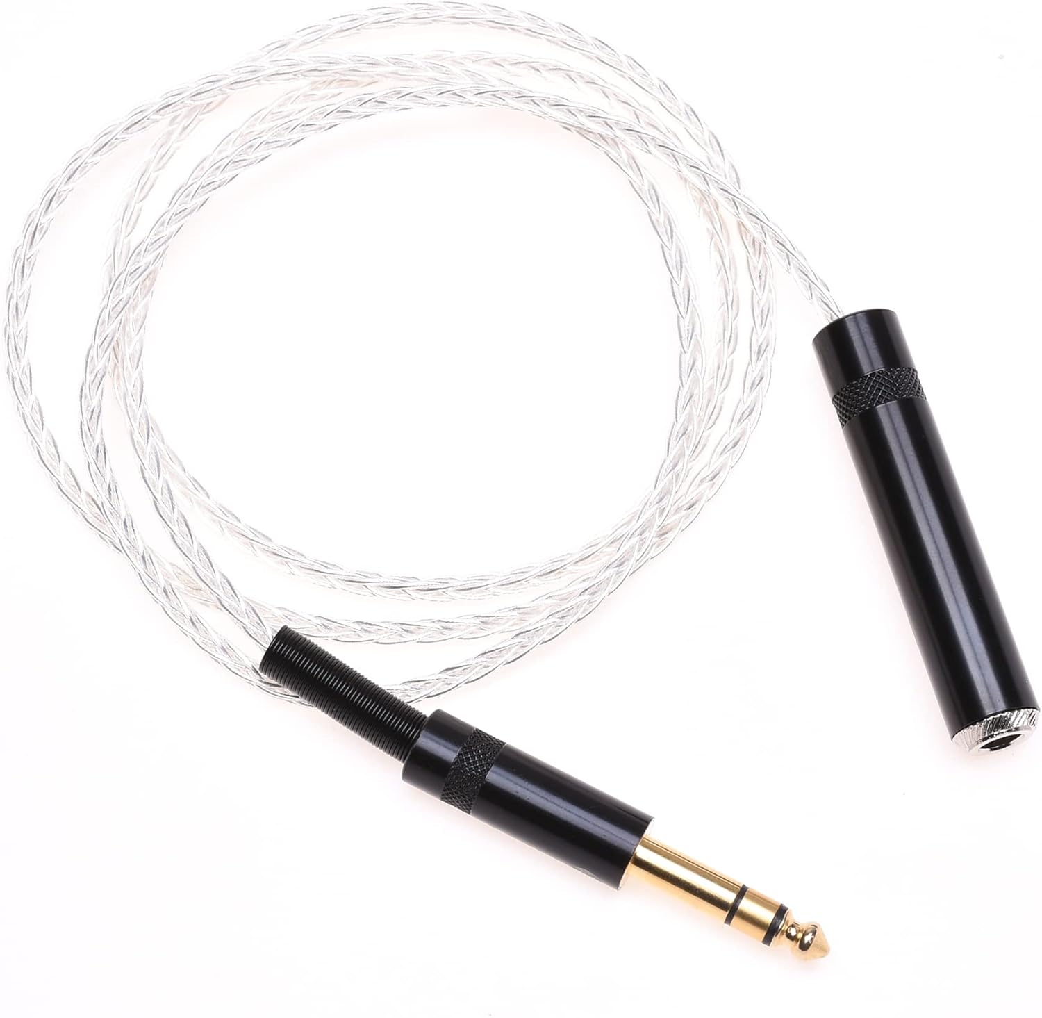 1/4 6.35mm Male to 6.35mm Female Headphone Extension Cable 8Cores Silver Plated HiFi Cable Audio Adapter (6FT, Clear)