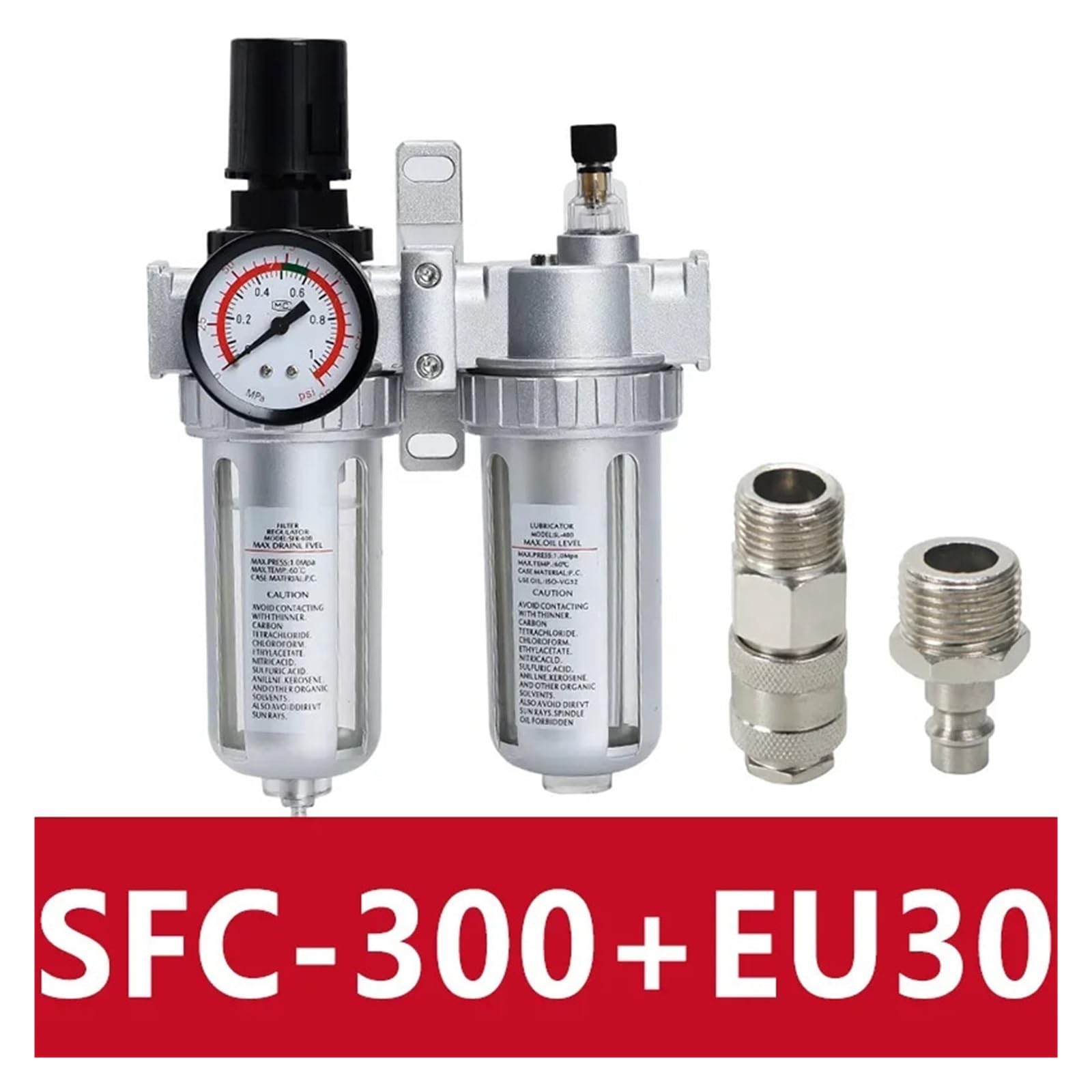 SFC-400 SFC-300 SFC-200 sprężarka powietrza filtr powietrza reduktor ciśnienia separator wody oleju zawór spustowy filtr reduktor ciśnienia ociekacz (SFC-300 w EU30,1 zestaw)