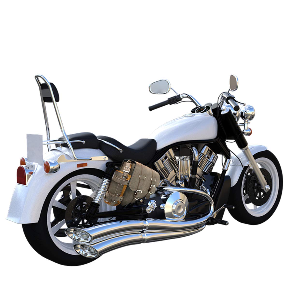Alforjas universales para Motocicleta Bolsas de Herramientas Laterales de Cuero PU para Moto Alforja - Marrón (Lado Derecho)