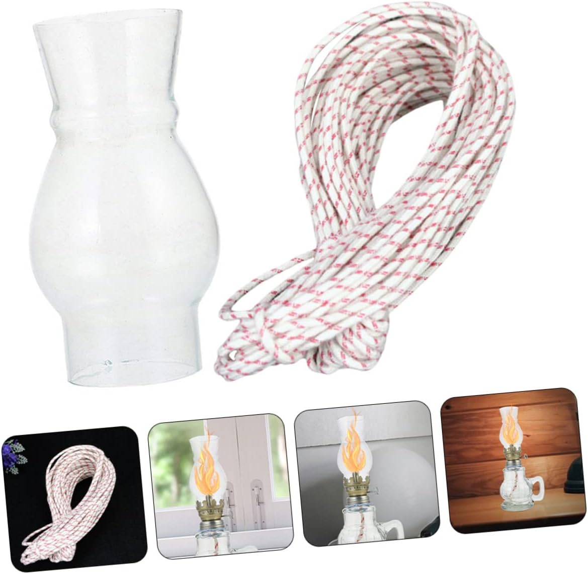 Mikikit 3sets Glass Kerosene Lantern Oil Lamp Decorative Cover Retro Style Oil Light for Indoor