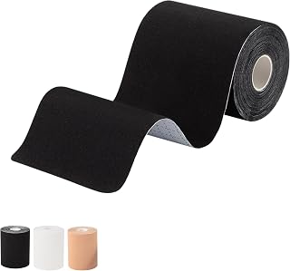 Extra Wide Precut Kinesiology Tape, 16 Strips for 4 in x 15.7 in, Pain Relief and Muscle Support for Belly Back Shoulder Ankle Knee, Football Turf Tape for Turf Burn, Black
