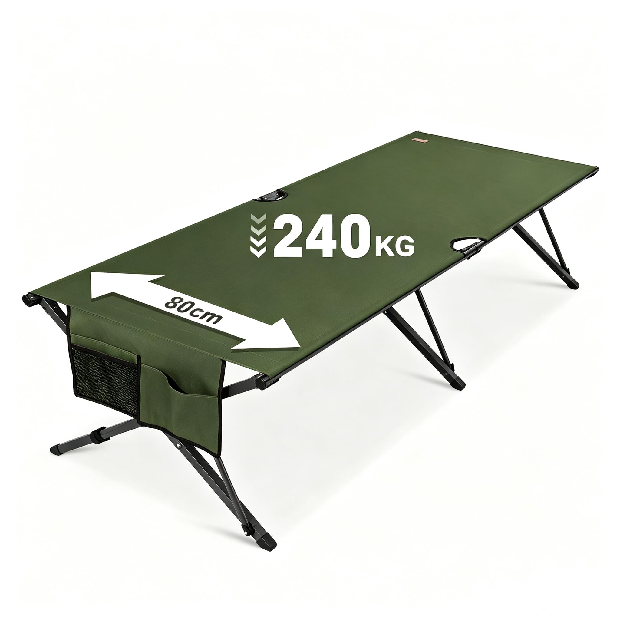 Homecall Feldbett Klappbar für Erwachsene Bis 240 kg, für Personen Bis 210 cm, Stabiles Militär-Campingbett Faltbar mit Tragetasche, Tagbares Campingbett für Camping, Reisen, Gäste & Notfäll