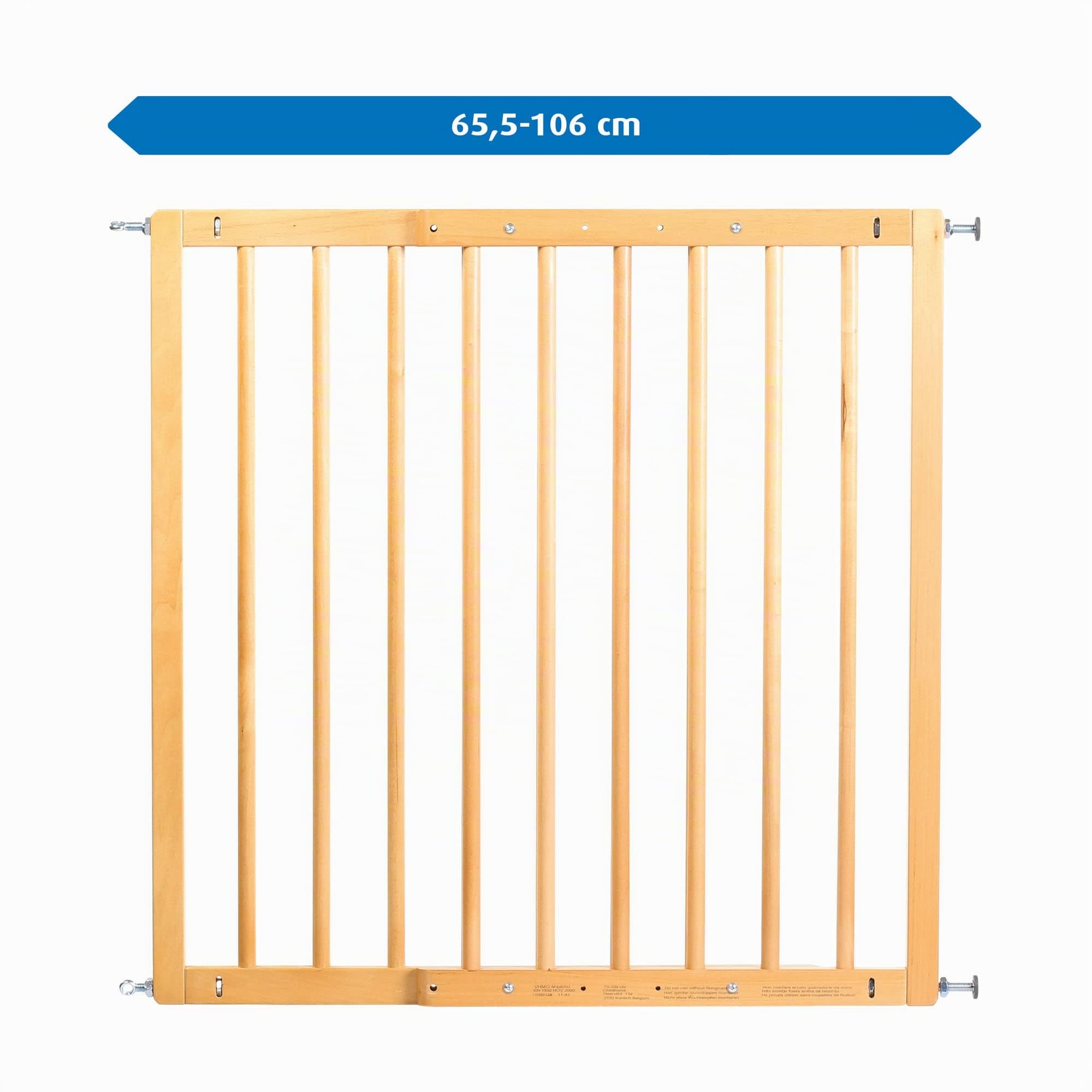 Reer Treppenschutzgitter und Türschutzgitter Basic zum Schrauben, Holz, Stabiler Halt, Durchgangsbreite 65,5-106cm, 46977, Braun, 65,5-106 cm
