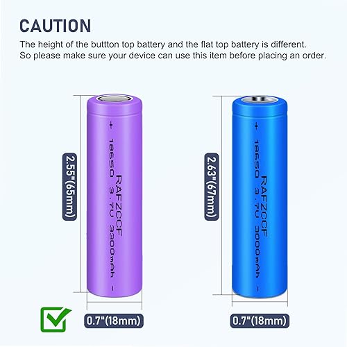 Miniatura 4 de RAFZCCF Batería recargable 18650 de 3.7 V con parte superior plana de litio para faro, linterna LED, paquete de 2