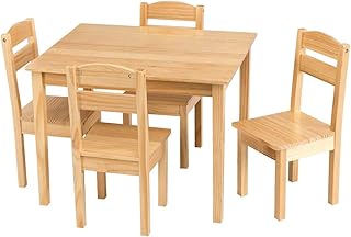 DREAMADE Set di 5 Pezzi Tavolino con 4 Sedie per Bambini in MDF, Vari Colori (medello 3)