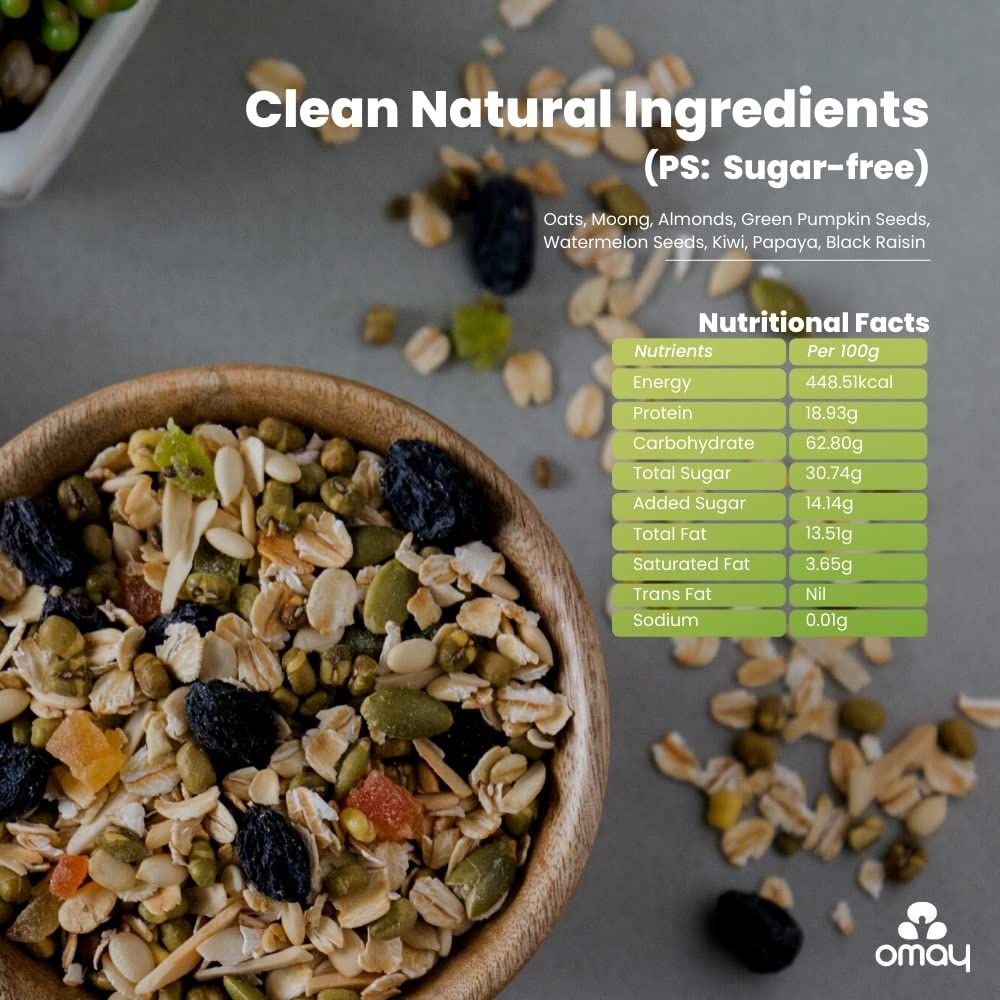 Omay Foods Oats & Moong Trail Mix, 160g Jar (Pack of 2) | Healthy Snacks | 100% Oil-Free | Diet Snack | Healthy Oats, Kiwi, Almonds, Raisins I Diet Snack I Snack for Weight Loss I Sugar Free Snack I Healthy Trail Mix - Image 4 thumbnail