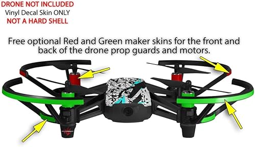 Miniatura 3 de Skin Decal Wrap 2 Pack para DJI Ryze Tello Drone Baja 0018 Neon Teal Drone no incluido