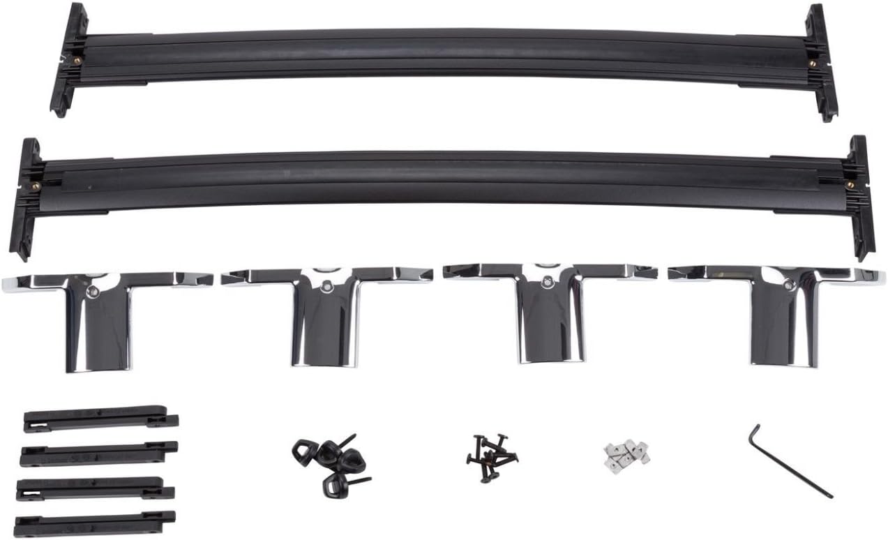 GM # 12499978 Roof Rack Cross Rail Package - Black Rails with Chrome End Cap