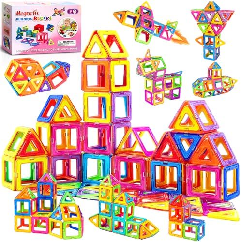 Construction Magnetique Enfant, 61 Pièces Bloc de Construction Ma...