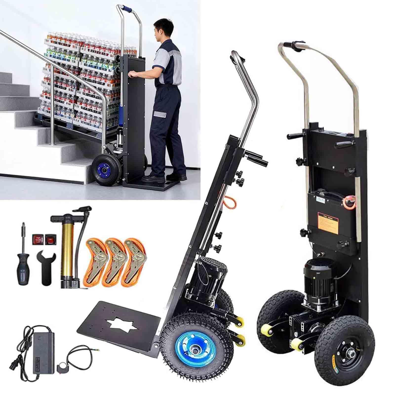 Carrello montascale Elettrico da 1200 W, capacità di carico (400 kg), Motore brushless, Batteria Rimovibile, Sali e scendi Le Scale Senza Sforzo, Facile da Usare e Portatile,1200w