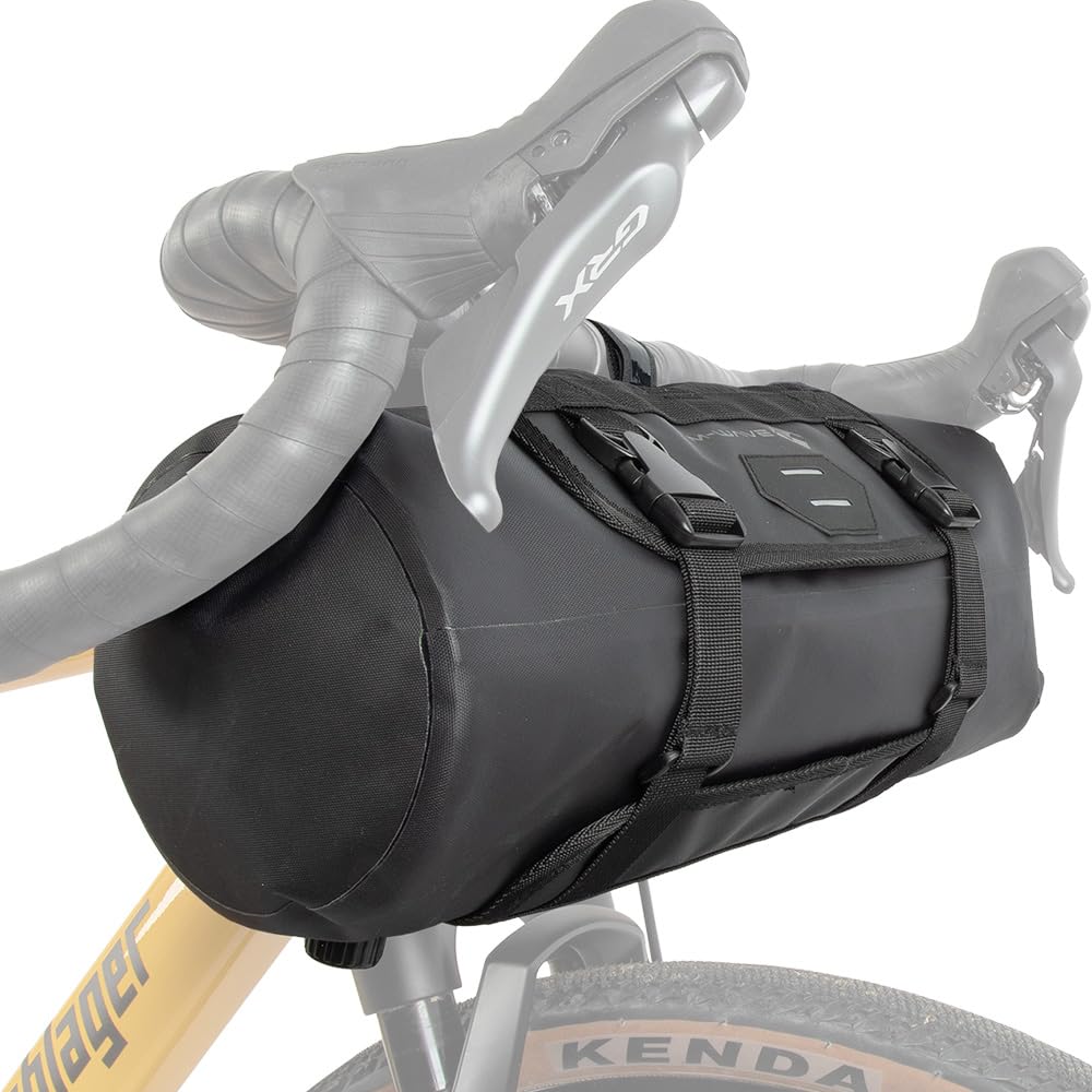 M-Wave Bicycle Handlebar Bag, Gravel, Bikepacking, Waterproof, Reflective, Bicycle Bag, Rough Ride Front Black Series