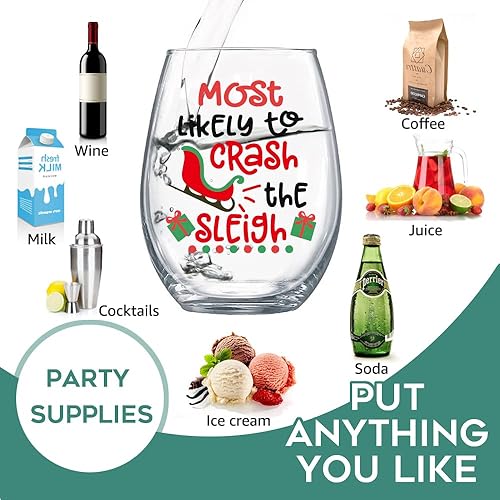 Miniatura 3 de GEYGIE Copa de vino de Navidad sin tallo para Halloween, Acción de Gracias, Navidad, cumpleaños, fiesta de inauguración de la casa, regalos