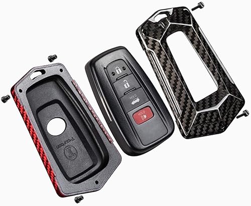 Miniatura 4 de Funda para llavero de automóvil para Toyota 86 GT86 Avalon C-HR Camry Corolla Highlander Land Cruiser Prado Prius RAV4 fibra de carbono antiarañazos