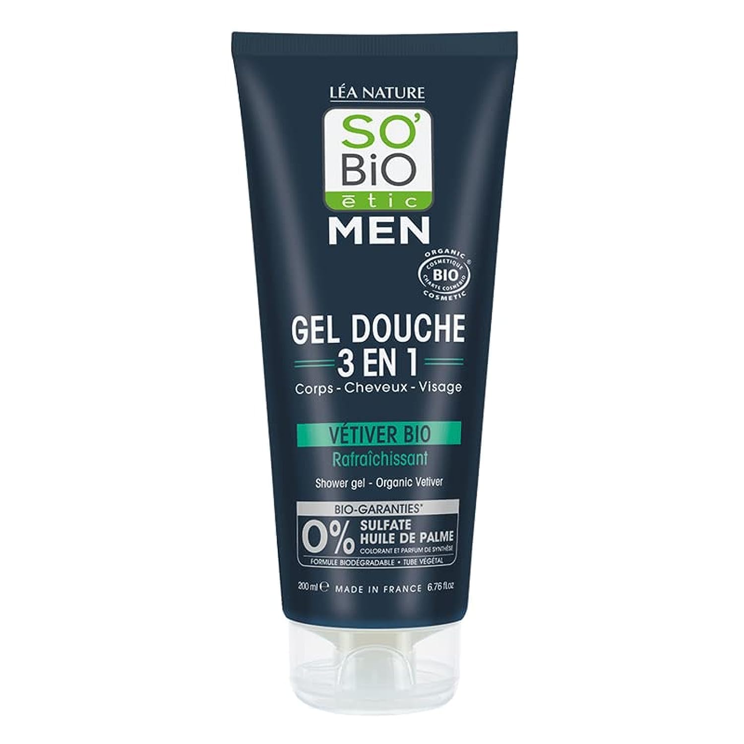 So'Bio Étic Men Organic Vetivier Shower Gel 3 in 1 200 ml