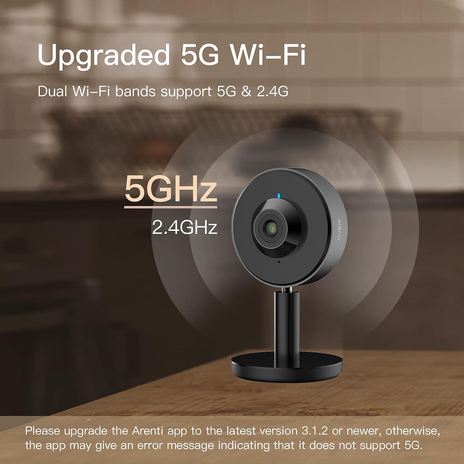 ARENTI 2K 5ghz WiFi Camera(32G SD Card), INDOOR1S Security Camera with Mobile App, AI-Powered Human Motion Detection, Night Vision, Privacy Mode, Two-Way Audio, Work with Alexa & Google