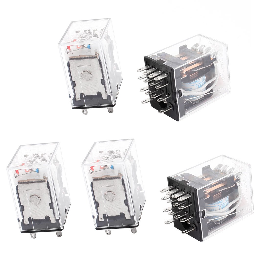 Relé 4PDT AC380V con indicador LED para control simultáneo de circuitos MESKEL 5 uds