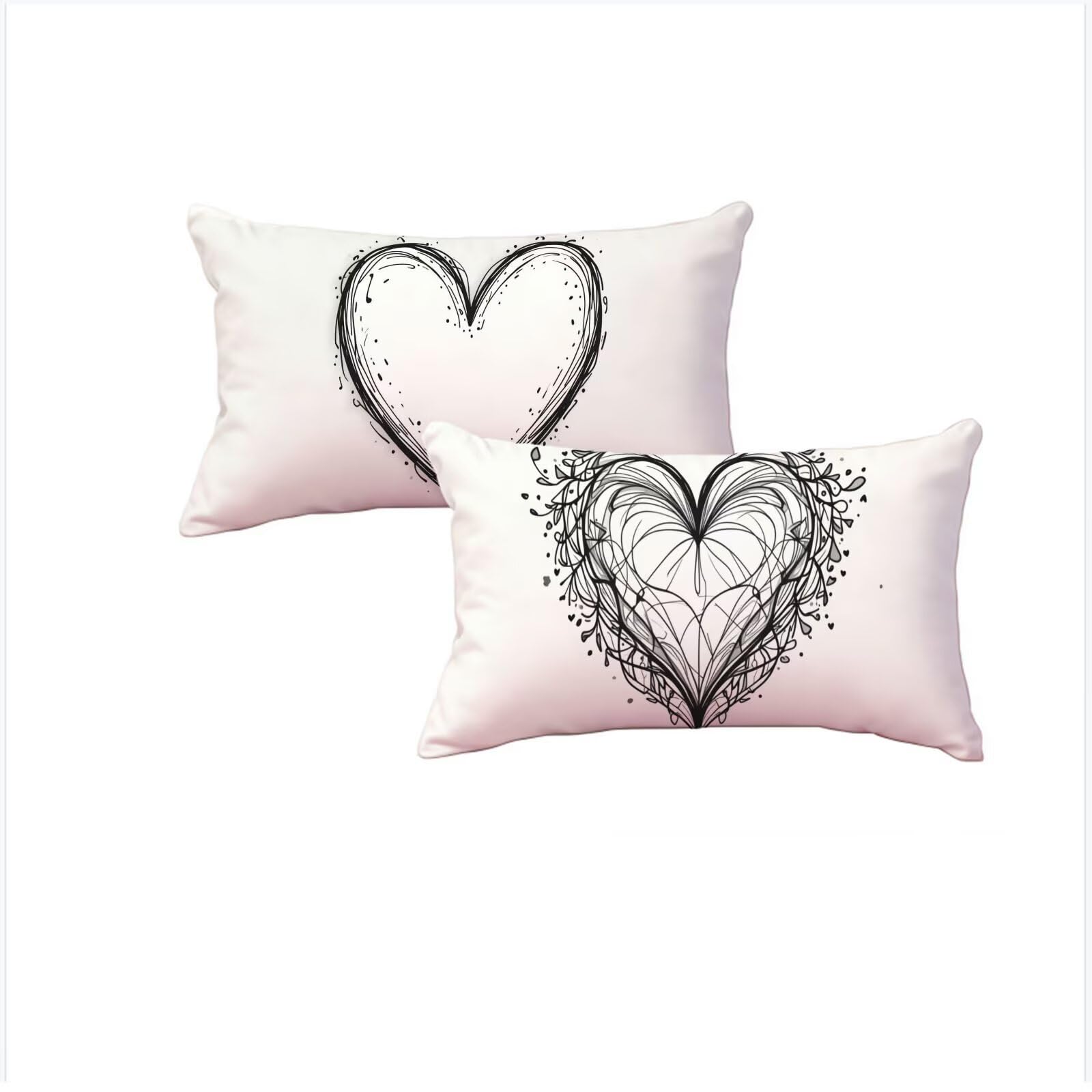 Housse coussin 70x90cm noir velours lot de 2 motif géométrique balcon