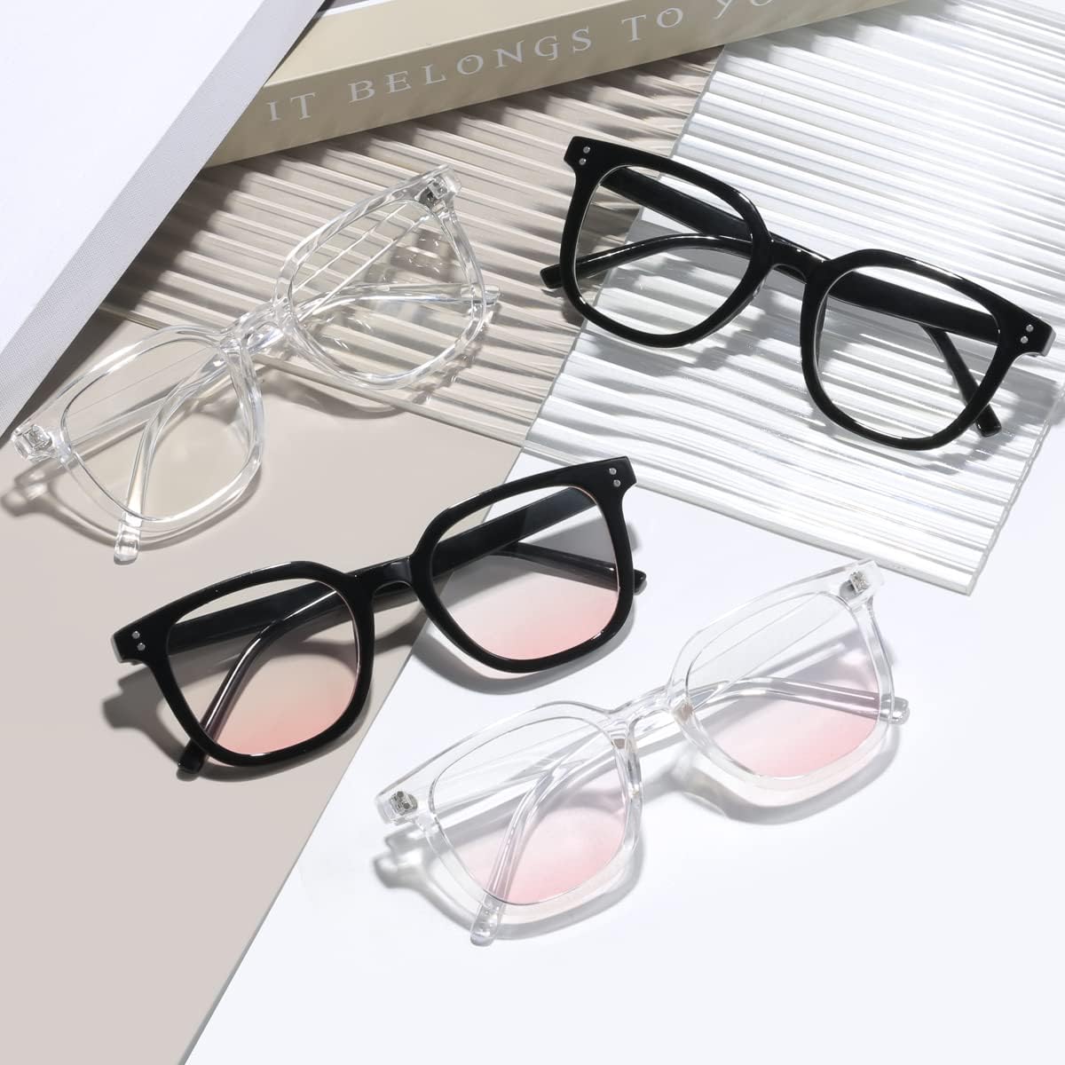 Full Frame Eyewear Square Glasses Clear Lens Non Prescription for Women Men Teens Transparent image 6 of 7 B0B71CR2GW