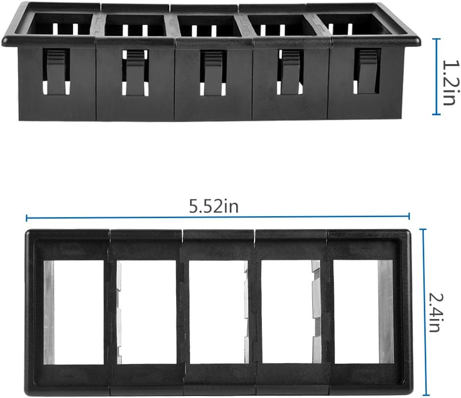 AutoEC Rocker Switch Panel Switch Holder Housing Kit - Black Plastic (pack of 5)