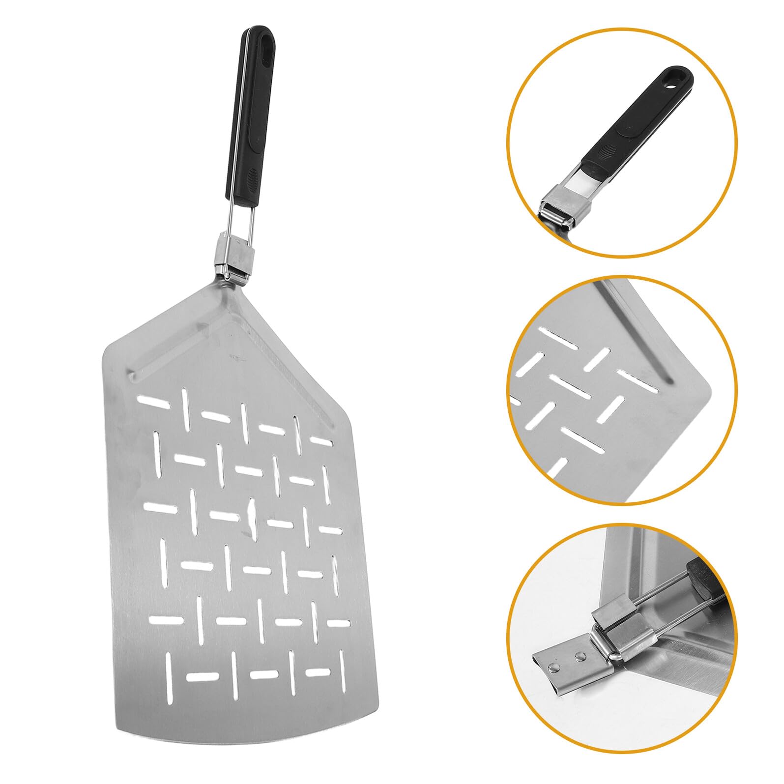 Faltbarer Pizzaschieber 33cm Rechteckig aus Edelstahl mit Ergonomischem Rutschfestem Griff für Outdoor Pizzaofen und Hausgemachte Pizza oder Kuchen
