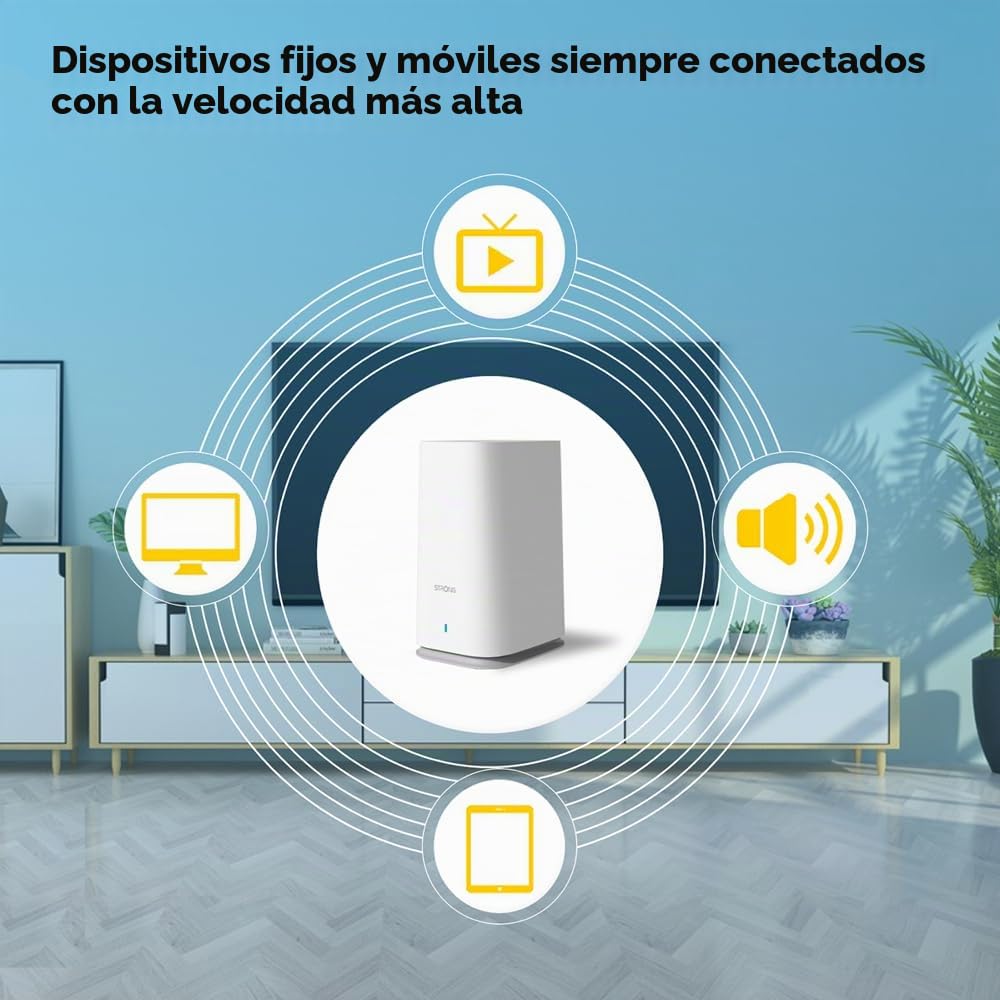 Strong, MESHKIT2100 Atria - Sistema WiFi de 5 Malla para el hogar: Cobertura 200 m2. Más área de Sombra - Booster tu WiFi a 2100 MBps. 2 Puertos Gigabit Ethernet para Box a Internet.