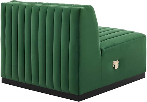 Miniatura 298 de Modway Conjure - Sofá seccional tapizado de terciopelo de alto rendimiento, con canal, silla sin brazos en negro y gris Negro-Gris,Negro