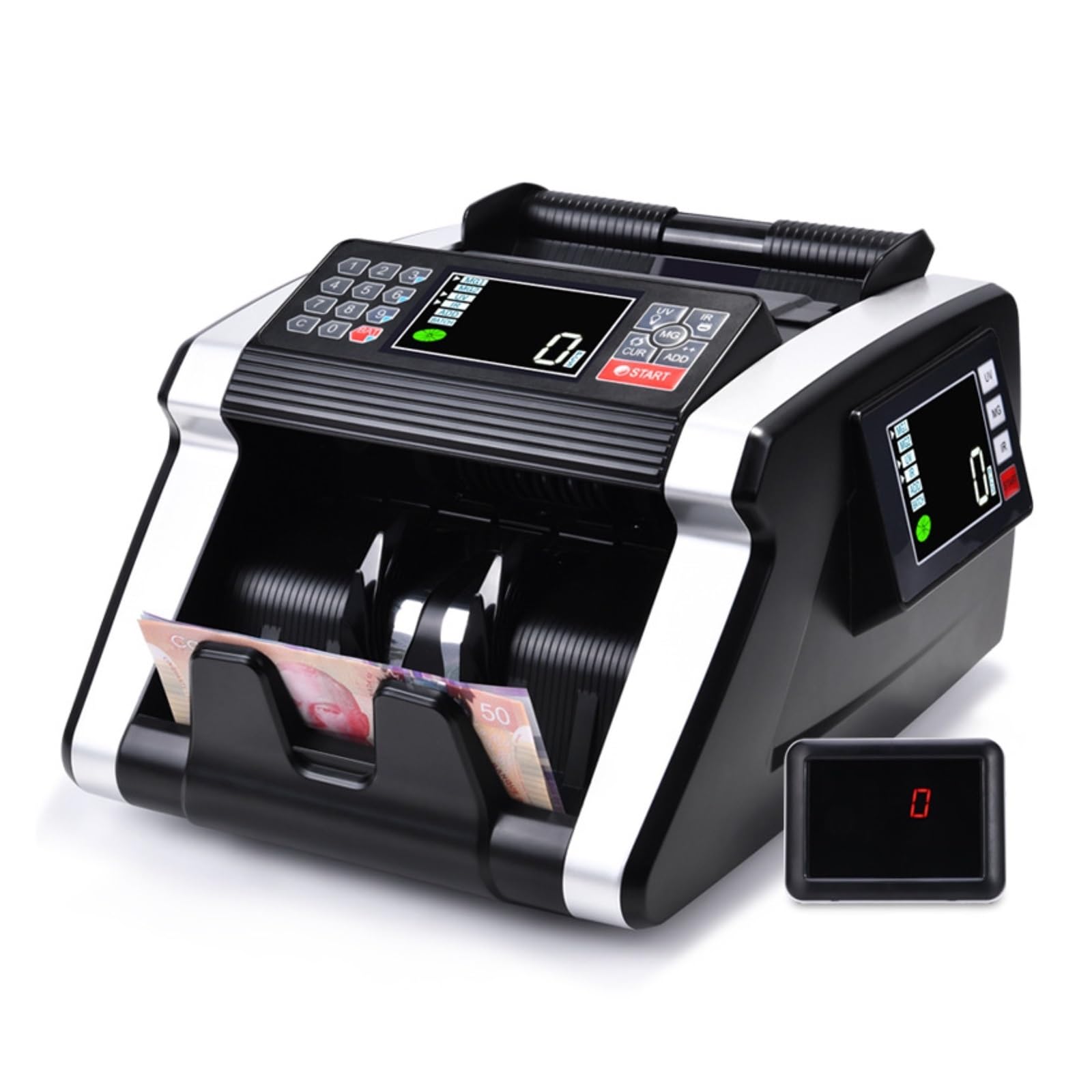 Contador de billetes multimoneda, alerta voz magnética UV del escáner IR con pantalla LED grande,Detección precisa