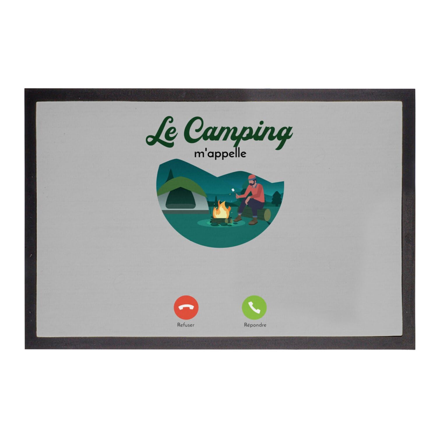 Paillasson gris camping m'appelle 60x40 cm idéal pour camping-car et entrée de van d'aventure