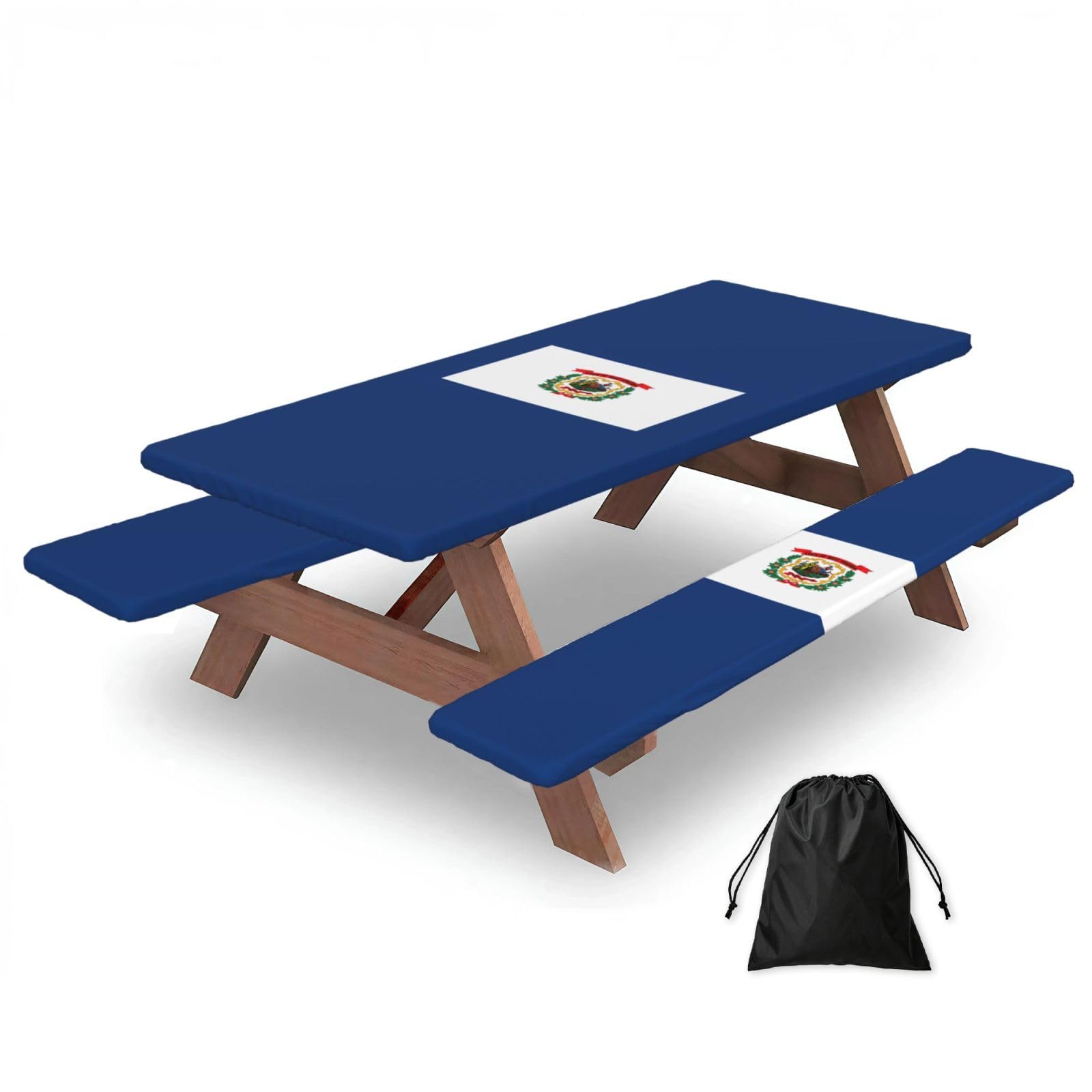 AYYQWE West Virginia State Flag Print Picnic Table Bench Cover Outdoor Garden Party Decor Daily Accessory Gift