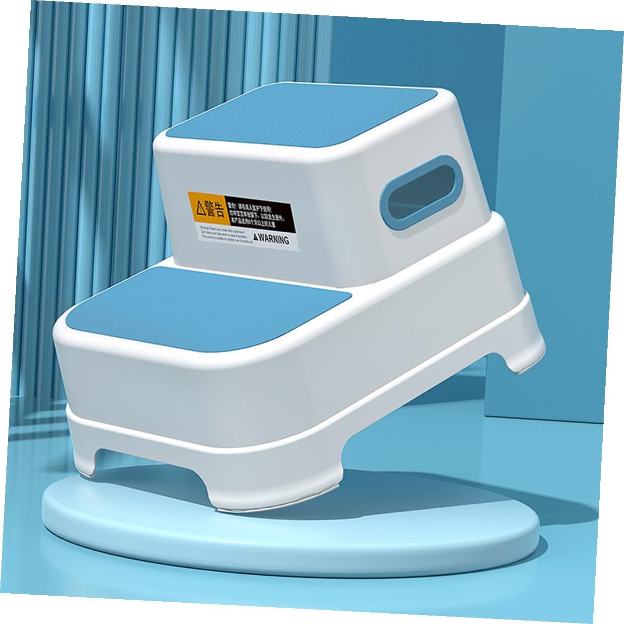 Non-Slip Bathroom and Toilet Footstool, Peacock Blue Small Step Chair for Washing Hands and Potty Training
