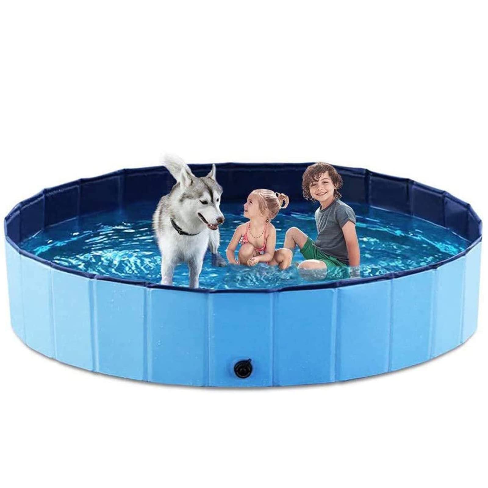 Piscine pour Chiens et Enfants, (M: 120 x 30cm) Piscine Pliable pour Chiens Baignoire Antidérapante en PVC Stable pour Chiens de Compagnie Piscine pour Chiens Jardin Cour Salle de Bain