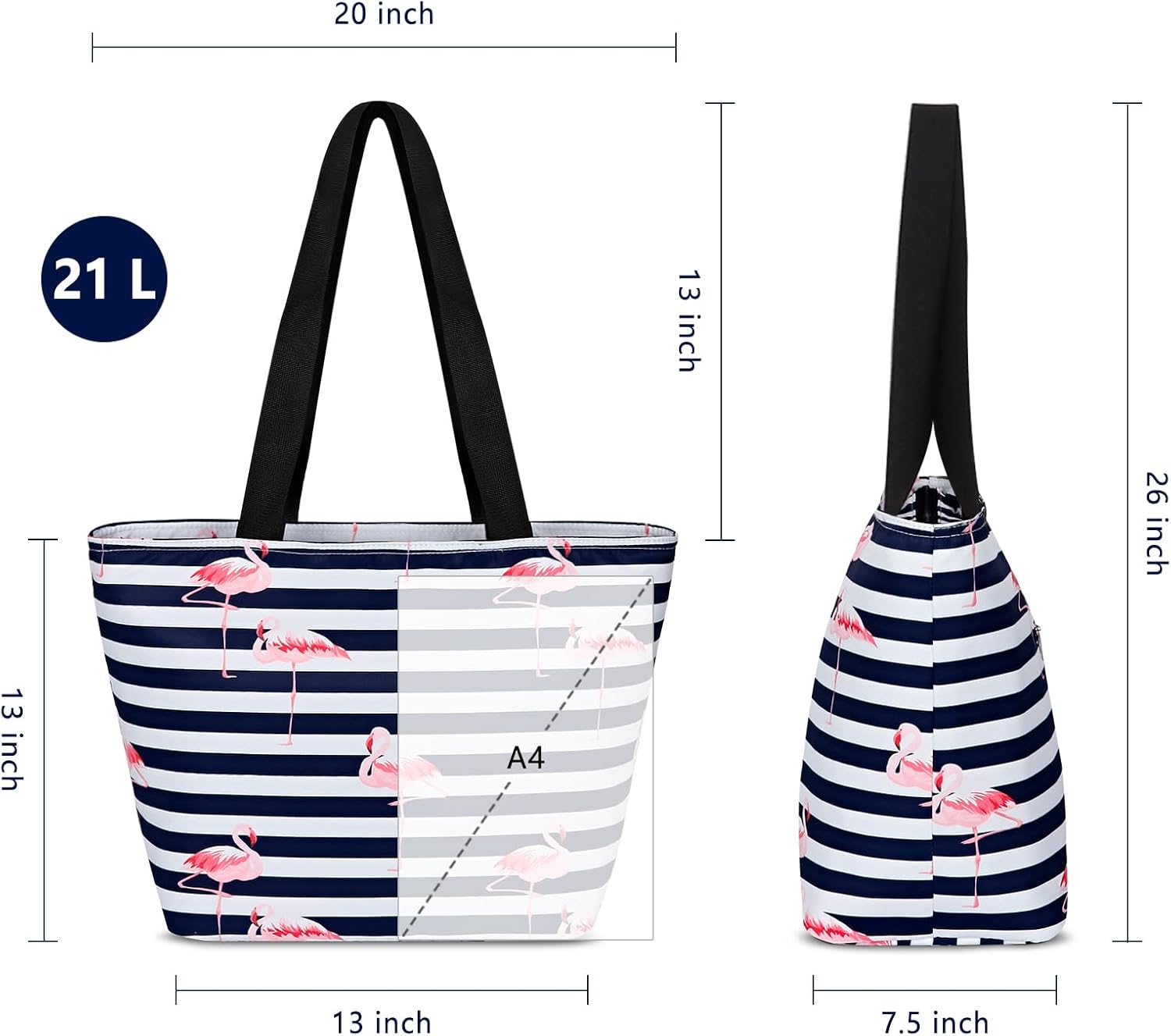 Large Tote Bag for Women with Zipper and 15" Laptop Pocket Water Resistant Padded Shoulder Purse for Travel & Work